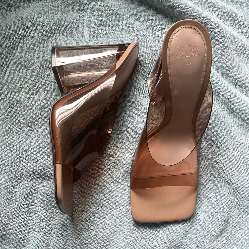 Zara Transparent Brown Heels